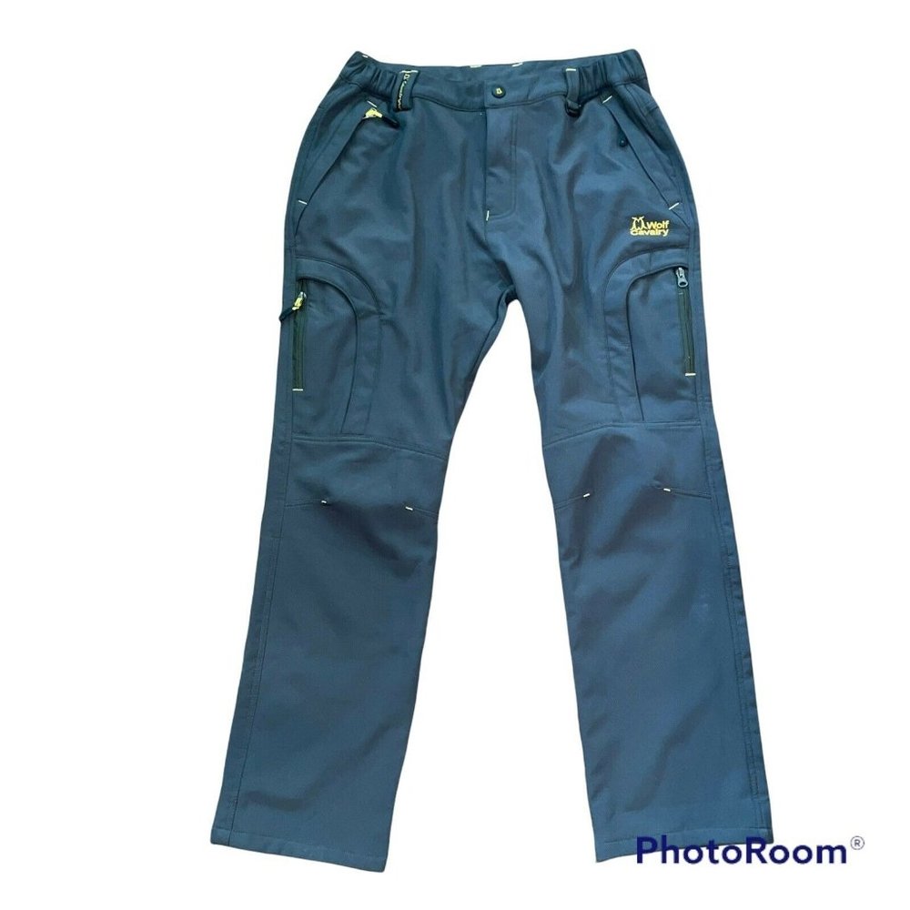 Men's Waterproof Soft Shell Pants Outdoor  Fleece Pants Wolf Cavalry